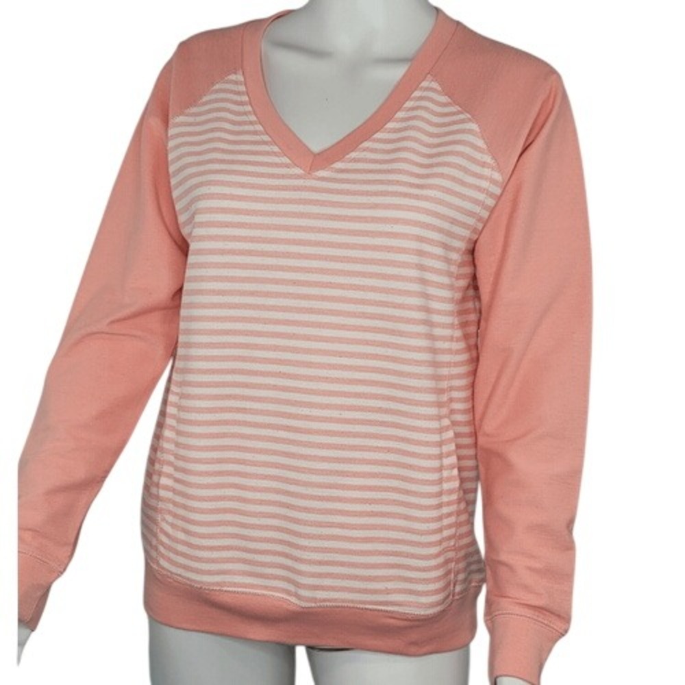 Central Park Pink & White Striped‎ V-Neck Top